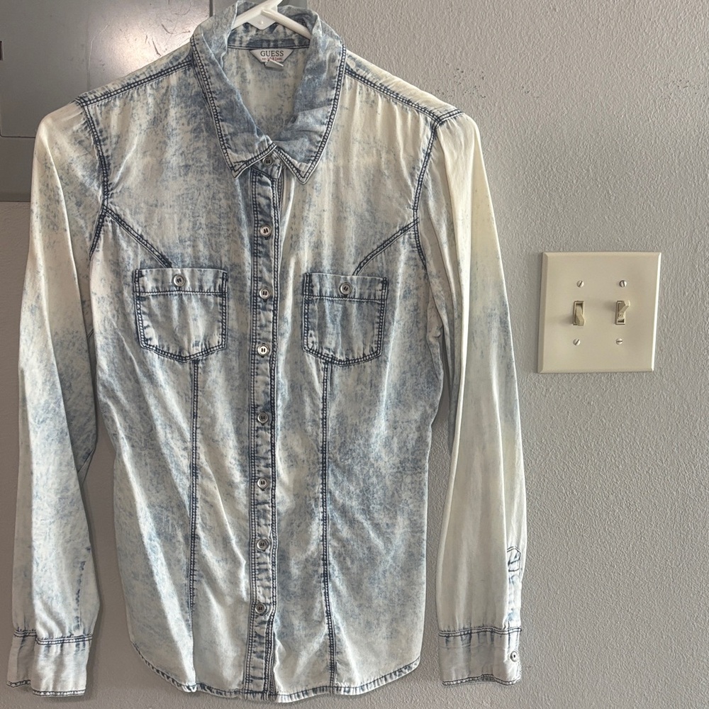 Guess denim Light Blue and White Casual Shirt
